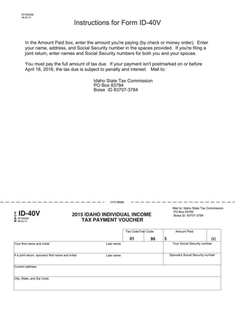 Fillable Form Id V Idaho Individual Income Tax Payment Voucher