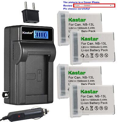 Kastar Battery LCD AC Charger For Canon NB 13L CB 2LH Canon PowerShot