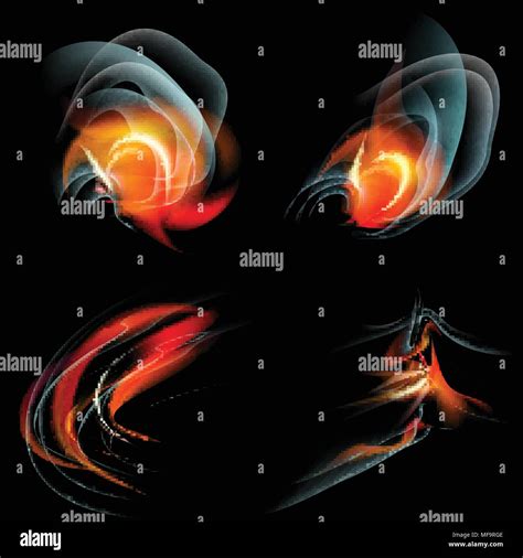 Collection Of Fires Isolated On Black Background Vector Illustration