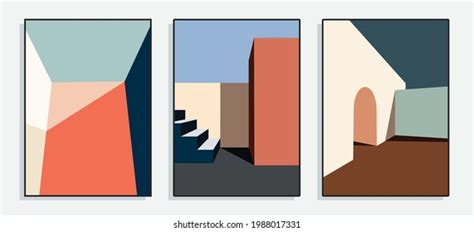 Minimalist Architecture Poster Series Vector Illustration Stock Vector ...