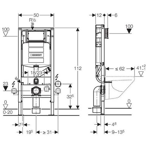 Geberit Duofix Element für Wand WC 112 cm Sigma UP Spülkasten 111 370