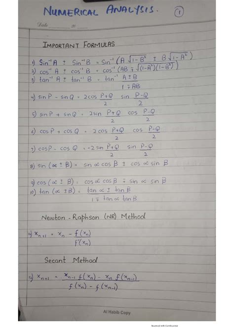 Solution Numerical Analysis Formulas Studypool