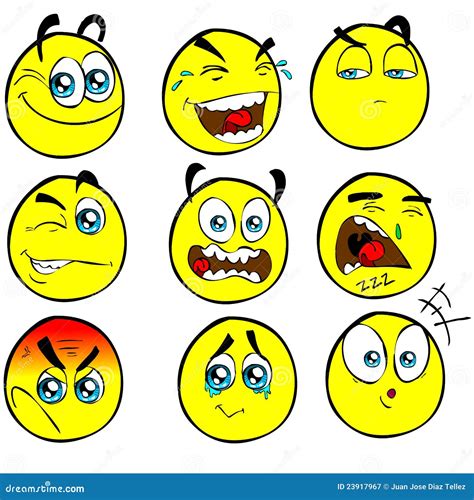 Funny Hi Res Cartoon Emoticons Stock Vector Illustration Of Smiley