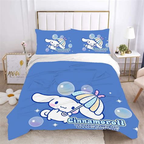 Hello Kitty Bed Set Cinnamoroll Sanrio Cute Bed Sheets Cartoon Bed