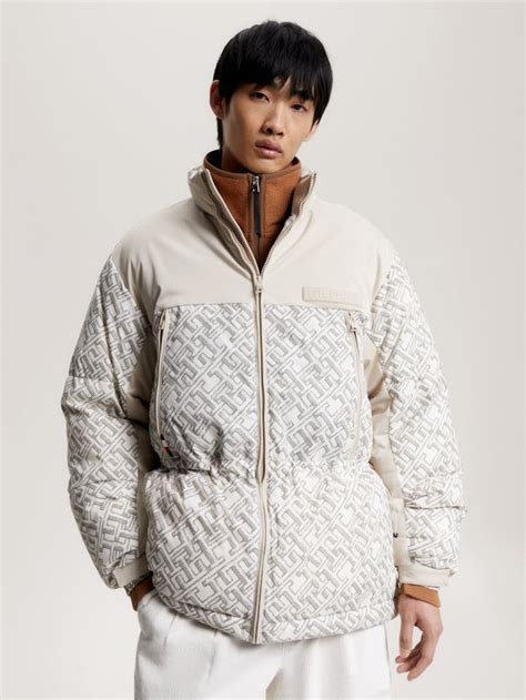 Th Warm New York Monogram Print Puffer Jacket Coats And Jackets Tommy