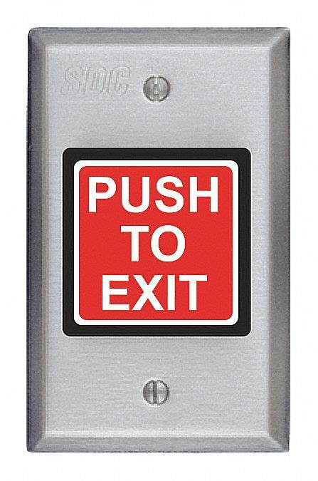 SDC Push to Exit Button, Push to Exit, 2 7/8 in Width, Stainless Steel ...