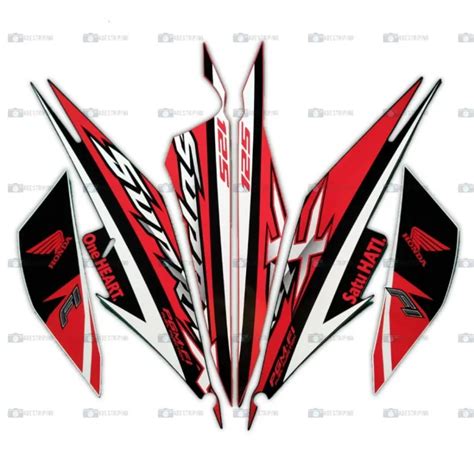 STIKER STRIPING LIS BODY MOTOR HONDA SUPRA X 125 FI 2016 HITAM MERAH