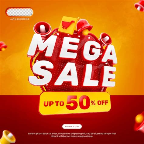 Premium PSD Mega Sale Banner 3d Render Isolated