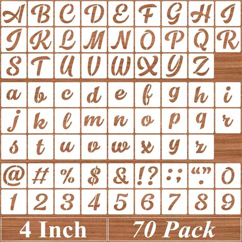 4 Inch Alphabet Letter Stencils 70 Pack Letter Number Stencil Templates With Signs