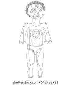 Vector Black White Illustration Nude Man Stock Vector Royalty Free Shutterstock