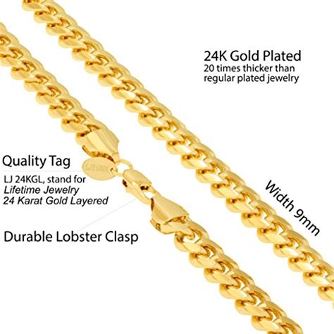 24k Gold Cuban Link Chain Bracelet Yellow Gold