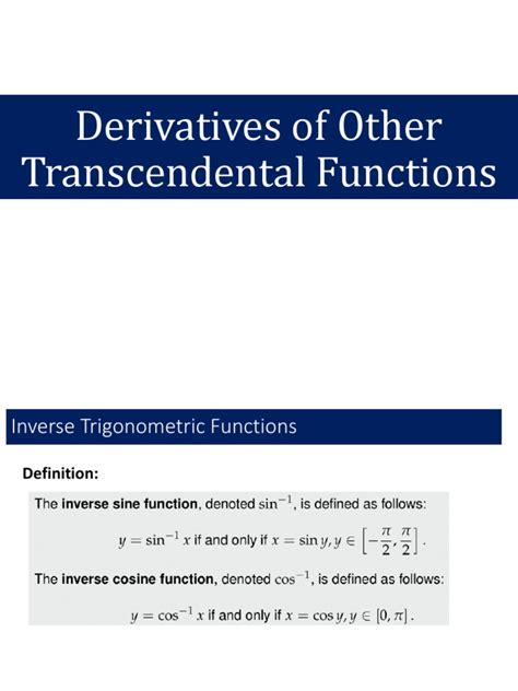 Derivatives Of Transcendental Functions Pdf