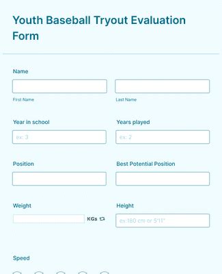 Youth Baseball Tryout Evaluation Form Template Jotform