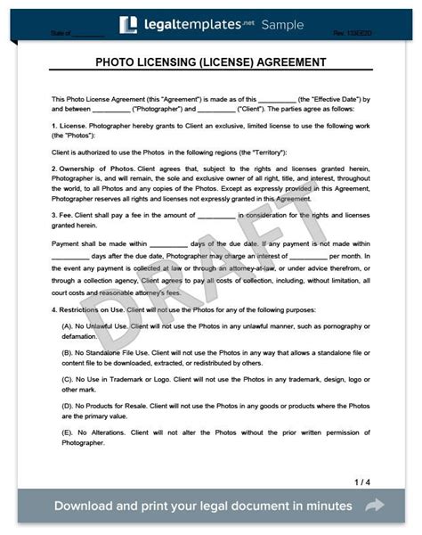 photo licensing agreement form create  photo license agreement