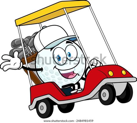 Cute Golf Ball Cartoon Character Driving Stock Vector (Royalty Free ...