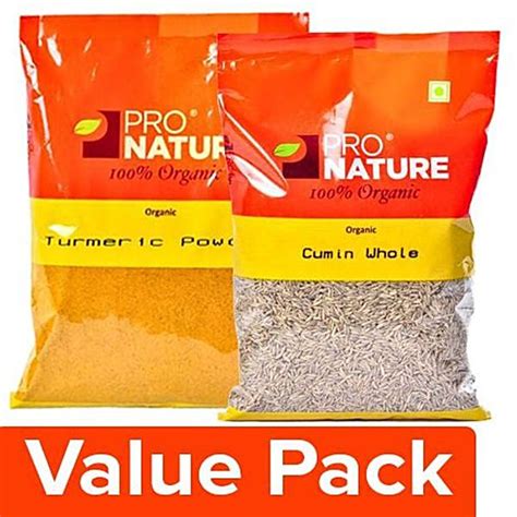 Buy Pro Nature Organic Cumin Whole G Turmeric Powder G Online