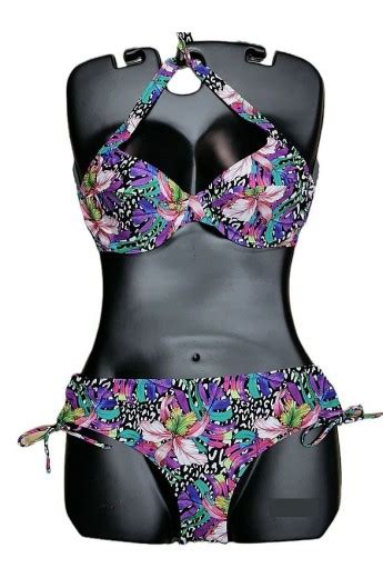 Bikini Con Ferretto Coppa C Slip Alto Con Laccetto Regolabile In