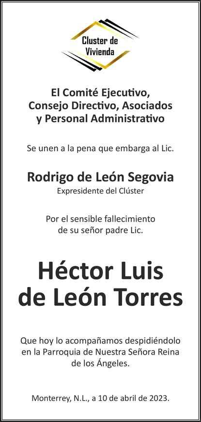 H Ctor Luis De Le N Torres Obituario Esquela