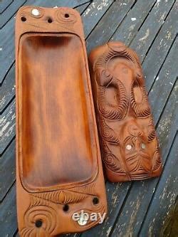 Vintage Maori Tiki Hand Carved Wooden Treasure Box New Zealand 1 3 Kg