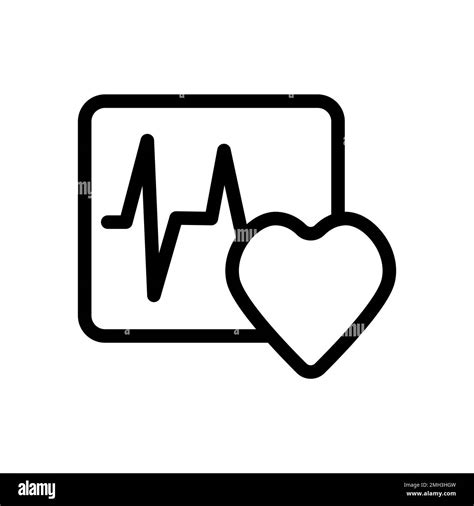 Heart Cardiogram Icon Line Isolated On White Background Black Flat