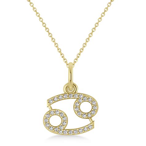 Cancer Zodiac Diamond Pendant Necklace 14k Yellow Gold 018ct Az2477