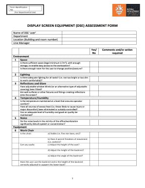 Fillable Online Display Screen Equipment Dse Assessment Form Fax