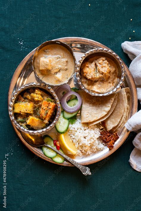 INdian Vegetarian Thali Stock Photo | Adobe Stock