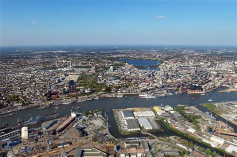 Luftbild Hamburg Uferbereiche Am Flu Verlauf Der Elbe Entlang Der