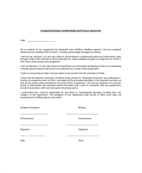 Hipaa Employee Confidentiality Agreement Template Word PDF Template