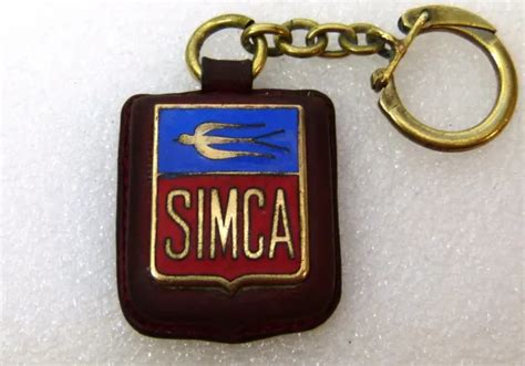 PORTE CLÉS KEY RING SIMCA Logo ARONDE Métal émaillé sur cuir