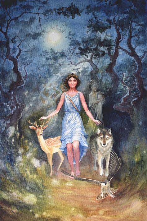 Greek Goddess Of The Hunt Artemis Wilderness Full Moon Etsy