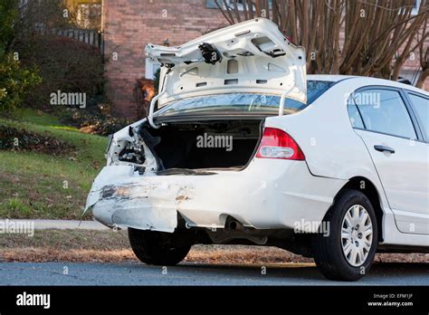 Rear-end car collision damage - USA Stock Photo, Royalty Free Image ...