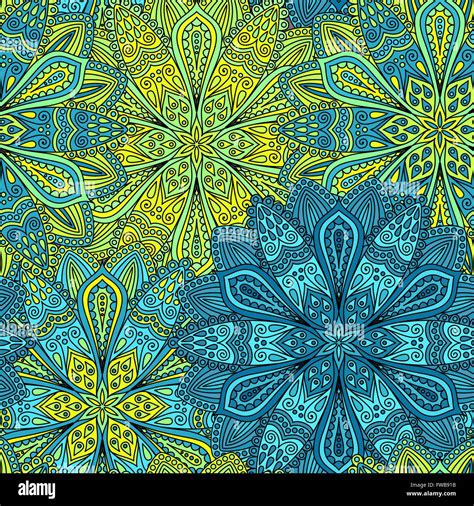 Intricate Blue And Yellow Flower Pattern Stock Vector Image Art Alamy