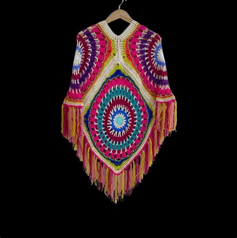 Poncho Mandalas Croche Colorido Elo7 Produtos Especiais