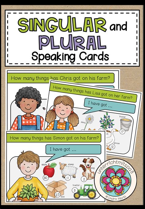 Singular And Plurl Speaking Cards With Pictures