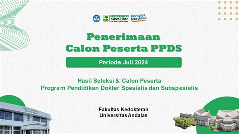 Pengumuman Jadwal Pendaftaran Penerimaan Calon Peserta PPDS Fakultas