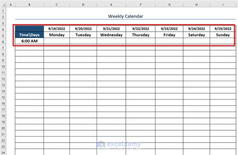 How to Create a Weekly Calendar in Excel (3 Suitable Ways)