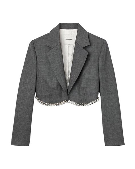 Sandro Short Suit Jacket In Gray Lyst