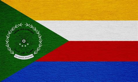 Bandeira E Brasão De Armas Da União Das Comores Em Um Fundo Texturizado Colagem Conceitual