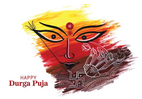 Beautiful brush stroke durga face on durga puja festival card ...