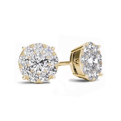 1-1/4 CT. T.W. Diamond Frame Stud Earrings in 10K Gold | Diamond ...