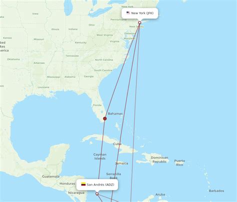 All Flight Routes From New York To San Andres Island Jfk To Adz