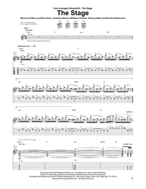 The Stage By Avenged Sevenfold Sheet Music For Guitar Tab At Sheet