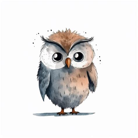 Premium AI Image There Is A Watercolor Drawing Of An Owl With Big