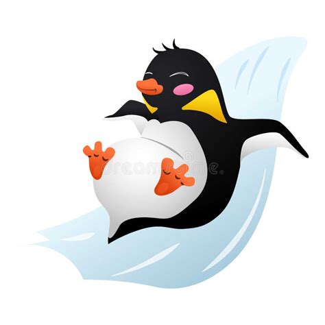 Penguin Sliding On Belly Clipart