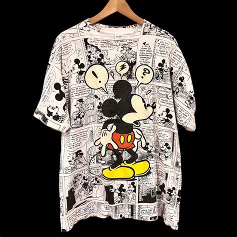 VTG 90s Velva Sheen Mickey Disney All Over Print Cart Gem