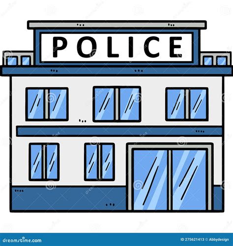 Police Station Cartoon Colored Clipart | CartoonDealer.com #275621413