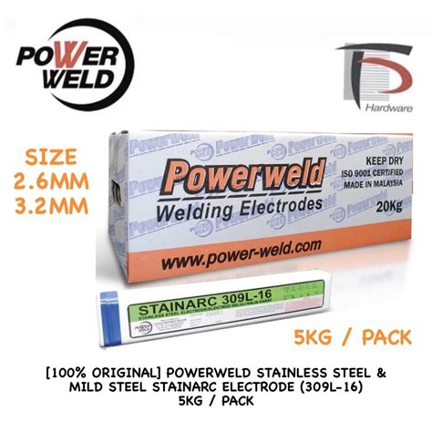 100 ORIGINAL POWERWELD STAINLESS STEEL STAINARC ELECTRODE 309L 16