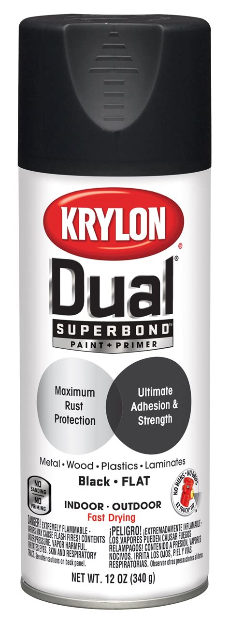 Krylon Dual Superbond Paint Primer Spray Paint Flat Black Oz