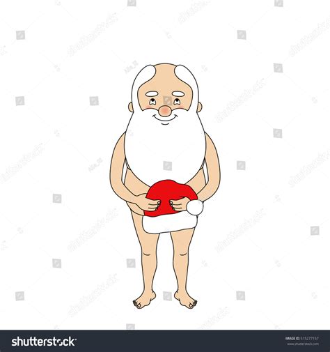 Naked Santa Claus Holding His Hat Stock Vector Royalty Free 515277157 Shutterstock